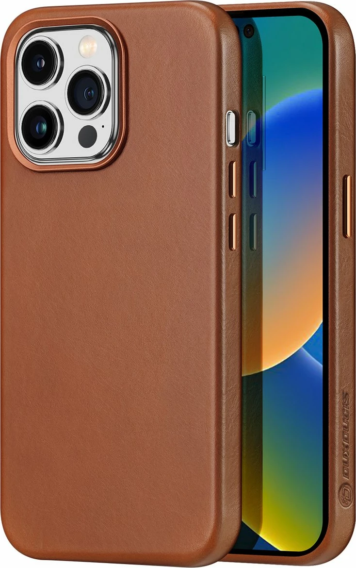 Mbështjellës Dux Ducis Naples për iPhone 14 Pro, lëkurë, MagSafe, Kafe