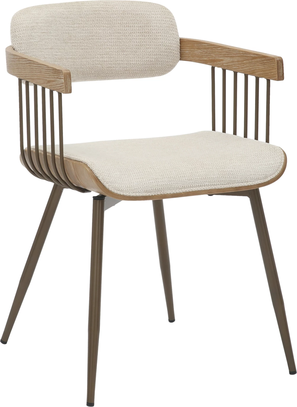 Karrige për ngrënie LANG, kornizë metali, ngjyrë bakri antik, pëlhurë ecru, FH9973.01, 52x52x76H cm