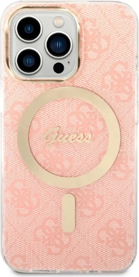 Set mbështjellës Guess GUBPP13XH4EACSP me karikues wireless për iPhone 13 Pro Max, rozë