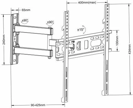 Mbajtëse muri për TV Maclean MC-761 26\"-55\" deri 30 kg, VESA 400x400, e zezë