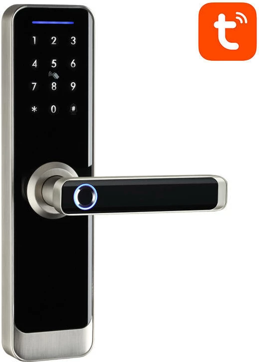 Bravë smart dixhitale, Avatto, SDL-A270-S -5572, Wi‑Fi, gjurmë gishti/IC/kod/aplikacion/çelës, Tuya Smart Life, IP55, për dyer 35–60 mm, me bateri, argjendtë