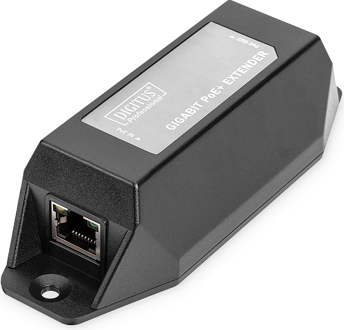 Zgjatës PoE+ Gigabit Ethernet Digitus, 802.3at, 22 W, 2x RJ45, i zi