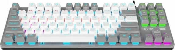 Tastierë gaming mekanike Rampage Snug KRGD Red Switch TKL 80% 87 taste USB RGB (SNUGK14RS-WG), bardhë-gri