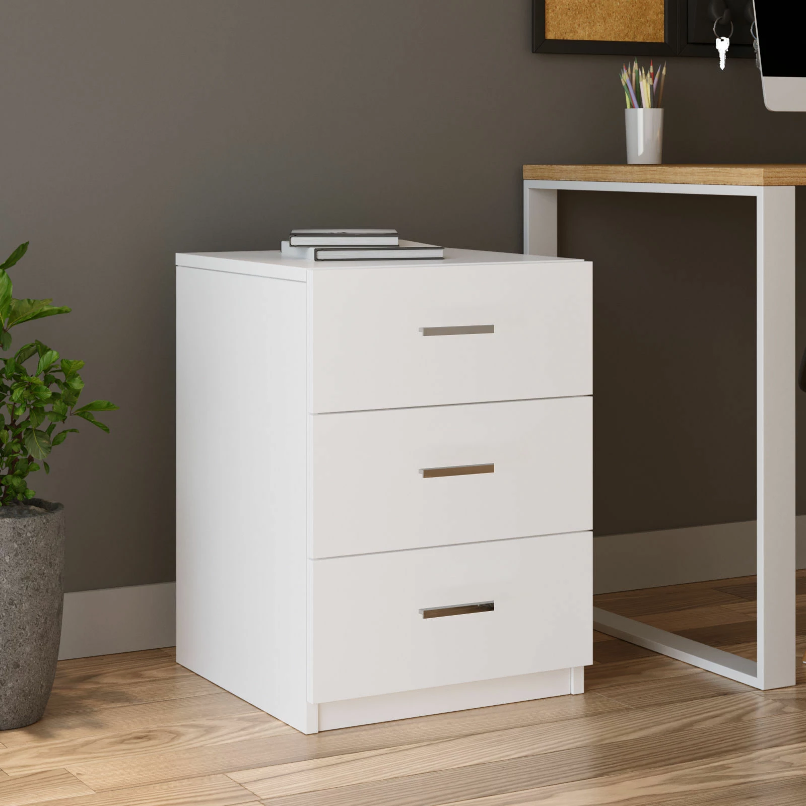 Set mobiljesh për zyre Hanah Home, Vo16-W, ngjyrë e bardhë