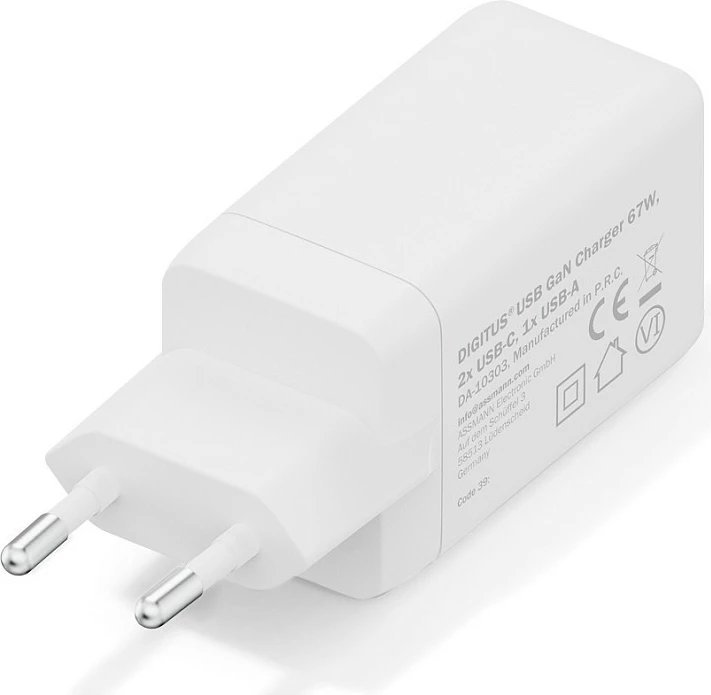 Karikues USB Digitus GaN 67W, 2x USB-C, 1x USB-A, i bardhë
