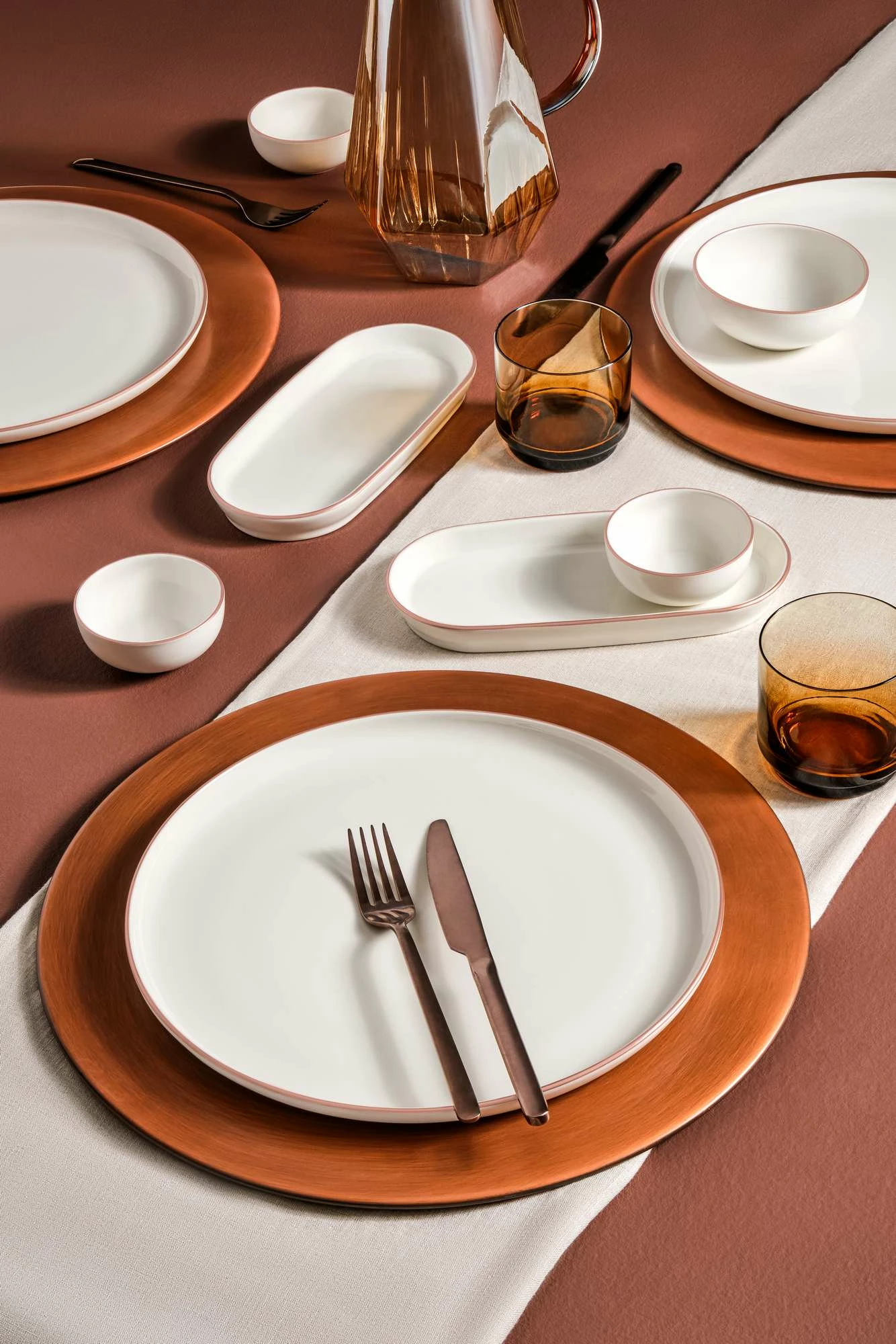 Set mëngjesi 14 pjesësh, porcelan, ngjyrë bakri, BNMOD14KH51039