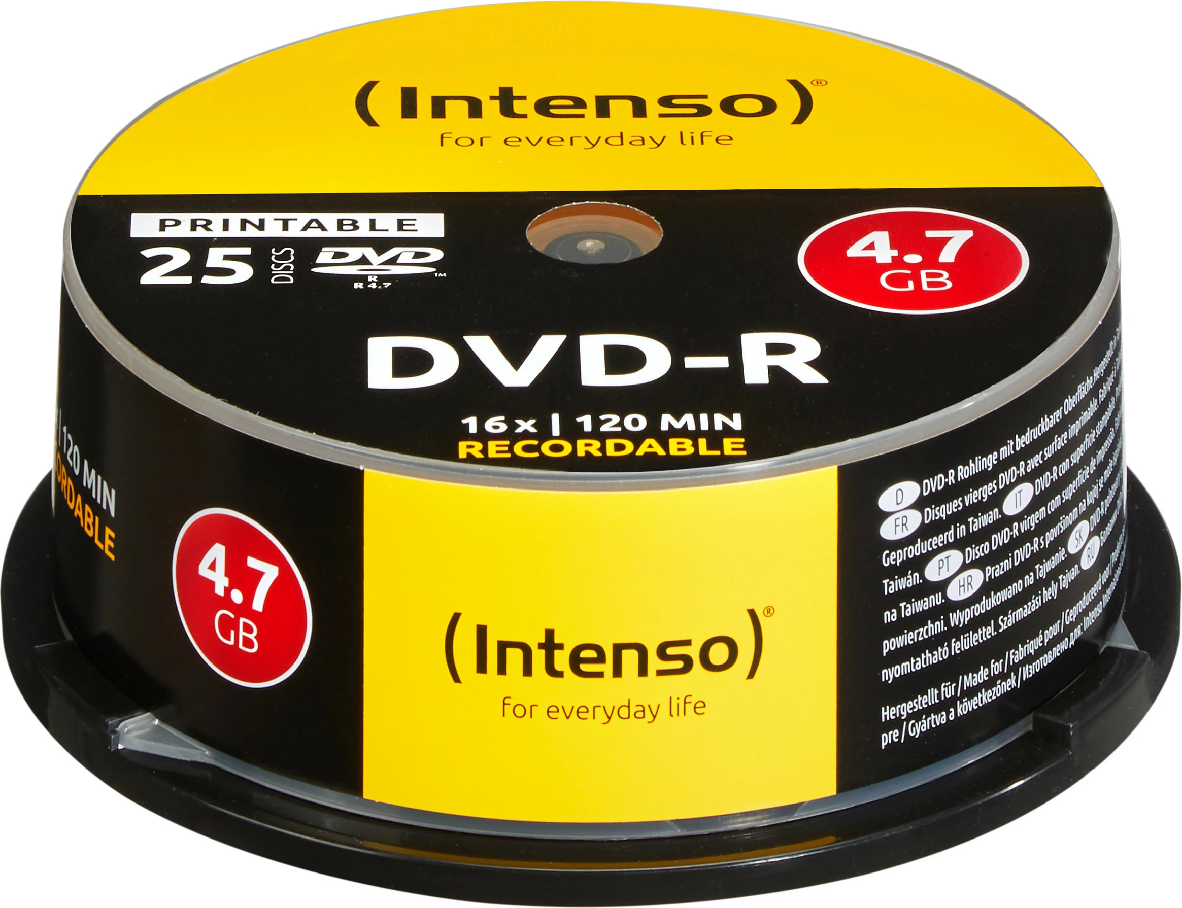 DVD-R Intenso Printable 4.7GB 16x, 25 copë, Cakebox
