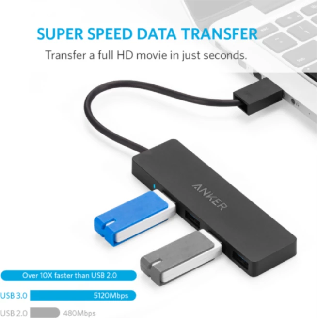 Hub USB Anker Ultra Slim A7516016, 4-port USB 3.0, i zi