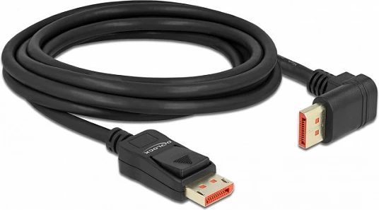 Kabll DisplayPort DeLOCK 1.4, 3 m, 8K 60Hz, 90° i kënduar, i zi