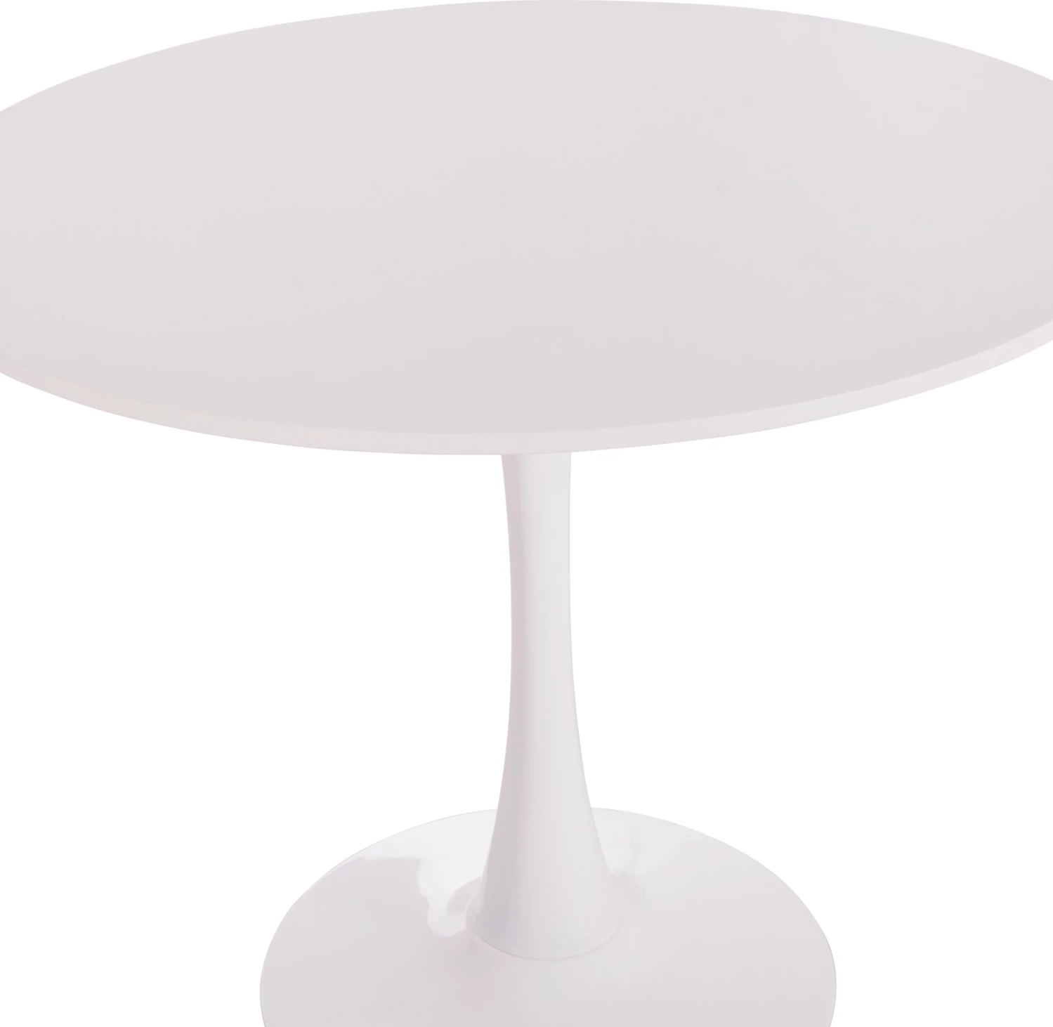 Tavolinë e rrumbullakët për ngrënie, sipërfaqe MDF e bardhë, bazë metalike, BROLIN FH18141.01, 90x73cm