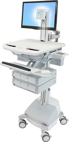 Karrocë multimedia Ergotron StyleView, për monitor deri 24", kapacitet 16.8 kg, me sirtarë dhe rregullim lartësie, gri/bardhë