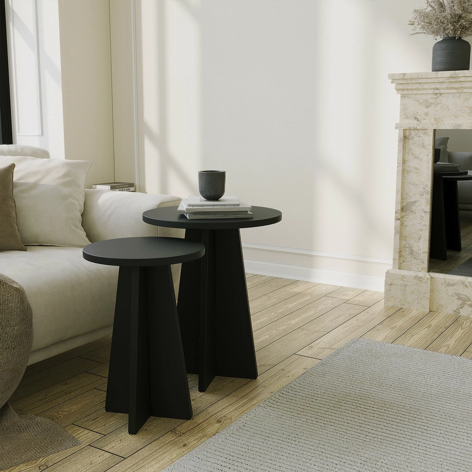 Set tavolinash kafeje Hanah Home, Mushroom 2, e zezë