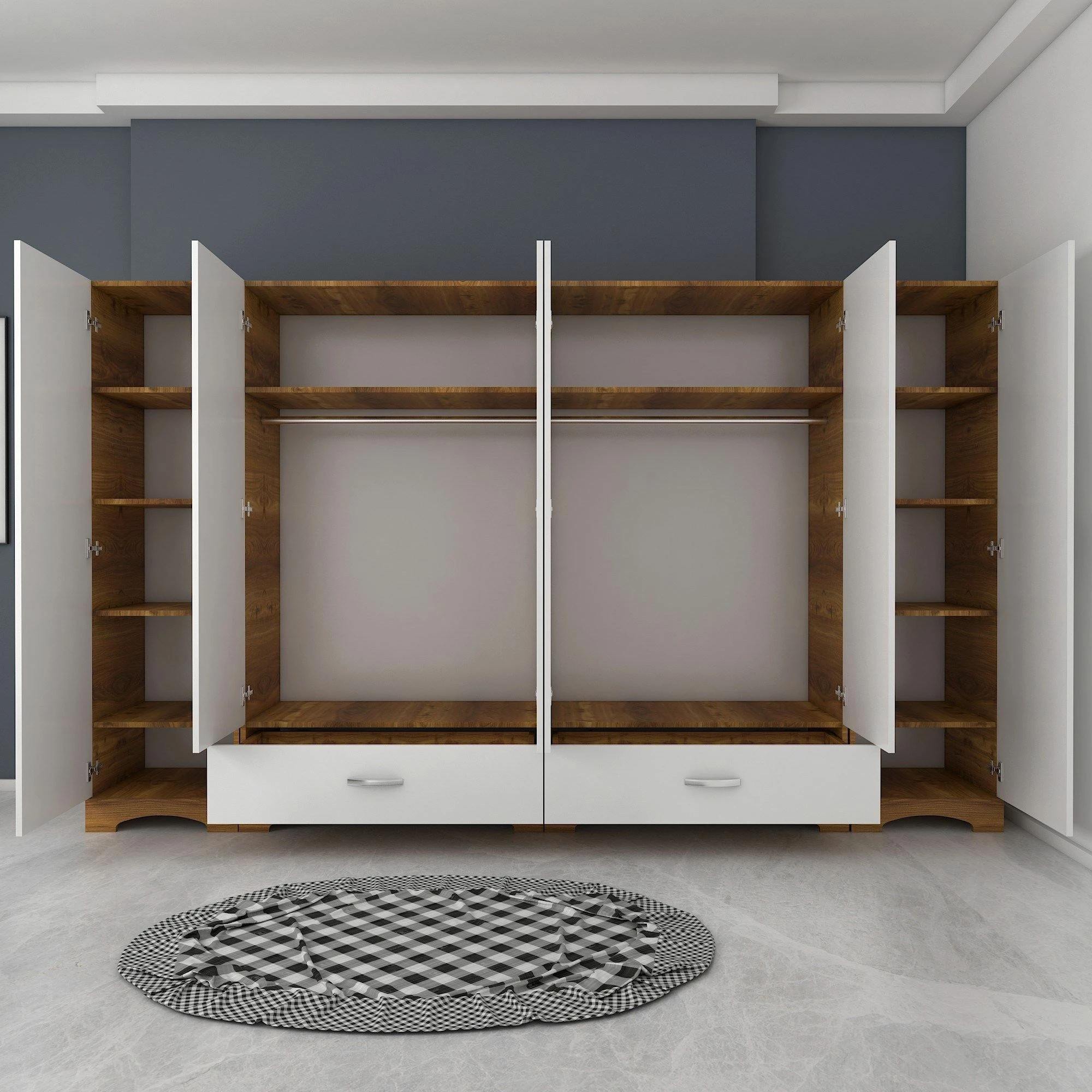 Dollap Hanah Home, F4 - 524, ngjyrë e bardhë dhe arre, 243x181x47.6cm