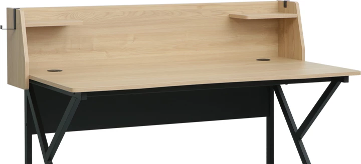 Tavolinë pune Spaco, ngjyrë natyrale, këmbë metalike të zeza, 123x61.5x100.5cm