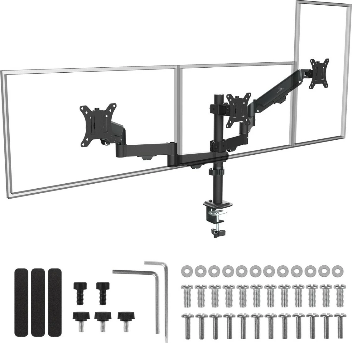 Mbajtëse tavoline për 3 monitorë Maclean MC-137 17-27\" 2-8 kg, e zezë