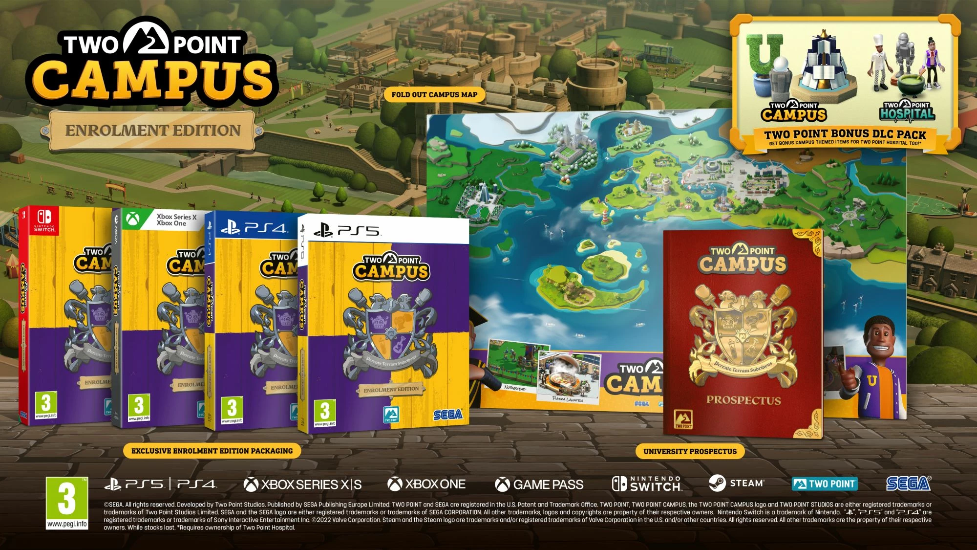 Lojë për PlayStation 5 SEGA Two Point Campus Enrolment Edition, PEGI 3, set me hartë kampusi + broshurë + përmbajtje shtesë