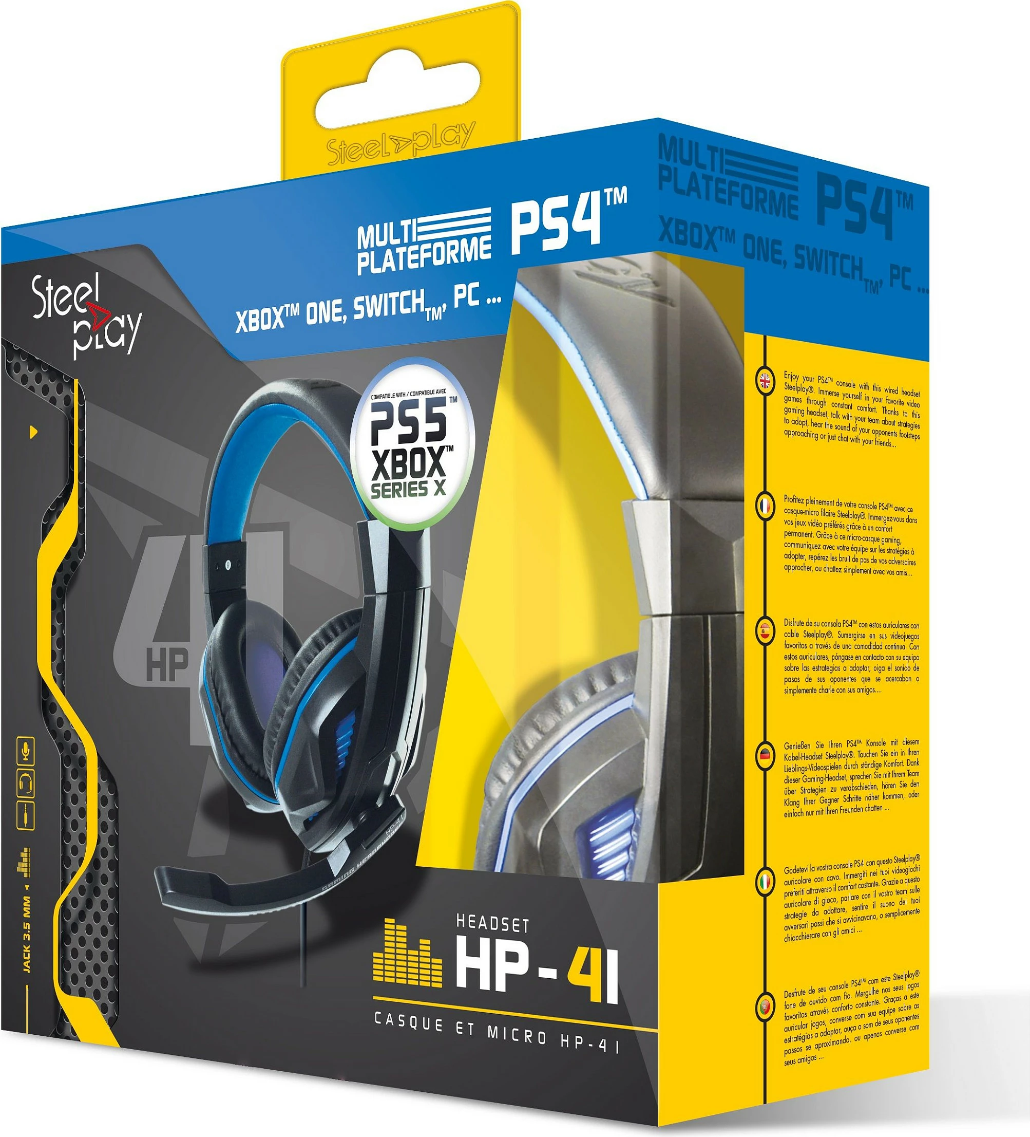 Kufje me mikrofon Steelplay HP41, me kabllo 2.4m, 3.5mm, Gaming, të zeza/blu