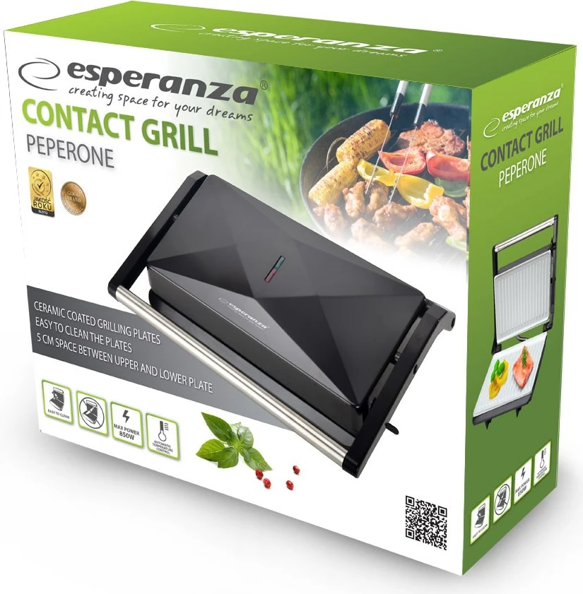 Grill elektrik Esperanza EKG013, 850W, qeramik, i zi