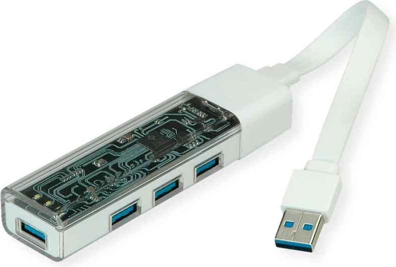 Hub USB ROLINE 14.02.5062, USB-C në 4x USB-A, USB 3.2 Gen 1, 5Gbps, 0.12m, i bardhë