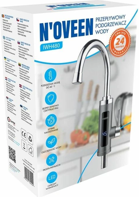 Ngrohës uji i menjëhershëm Noveen IWH480, i zi/inoks