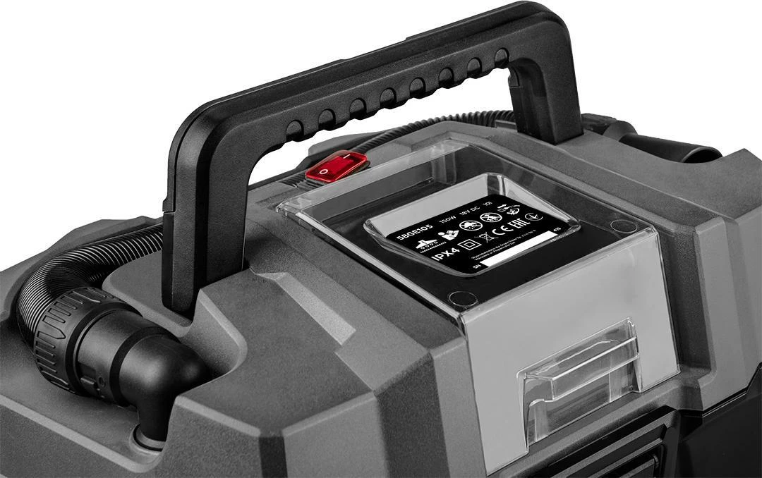 Fshesë industriale me bateri Graphite 58GE105 10L HEPA, funksion fryrjeje, punë e thatë/e lagësht, zi/gri