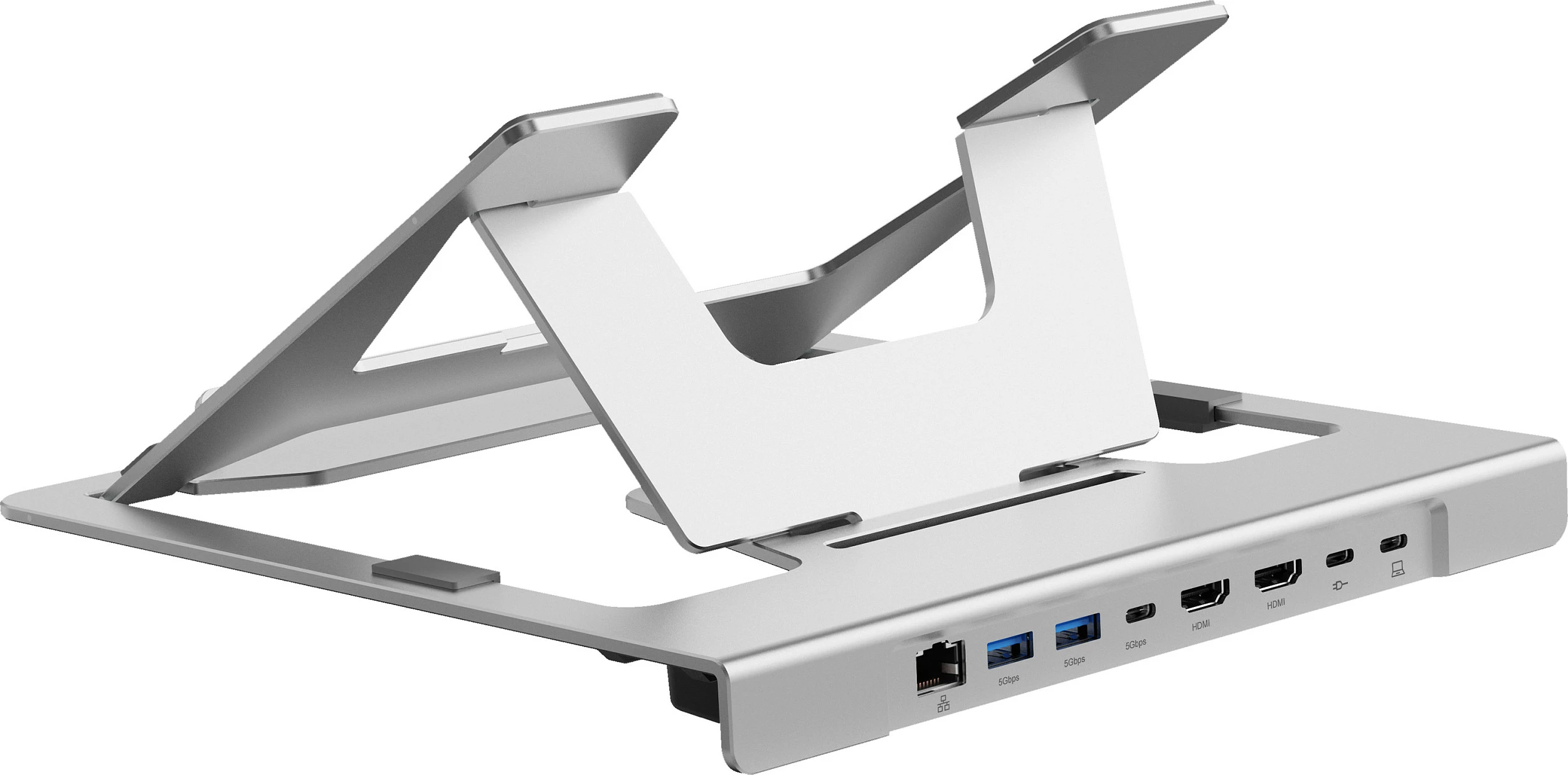 Stendë laptopi Conceptronic, Docking 7-në-1 USB-C, 2x HDMI, RJ-45, alumini, e argjendtë
