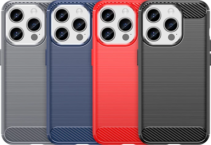 Mbështjellës Hurtel Carbon Case për iPhone 15 Pro, TPU, i zi