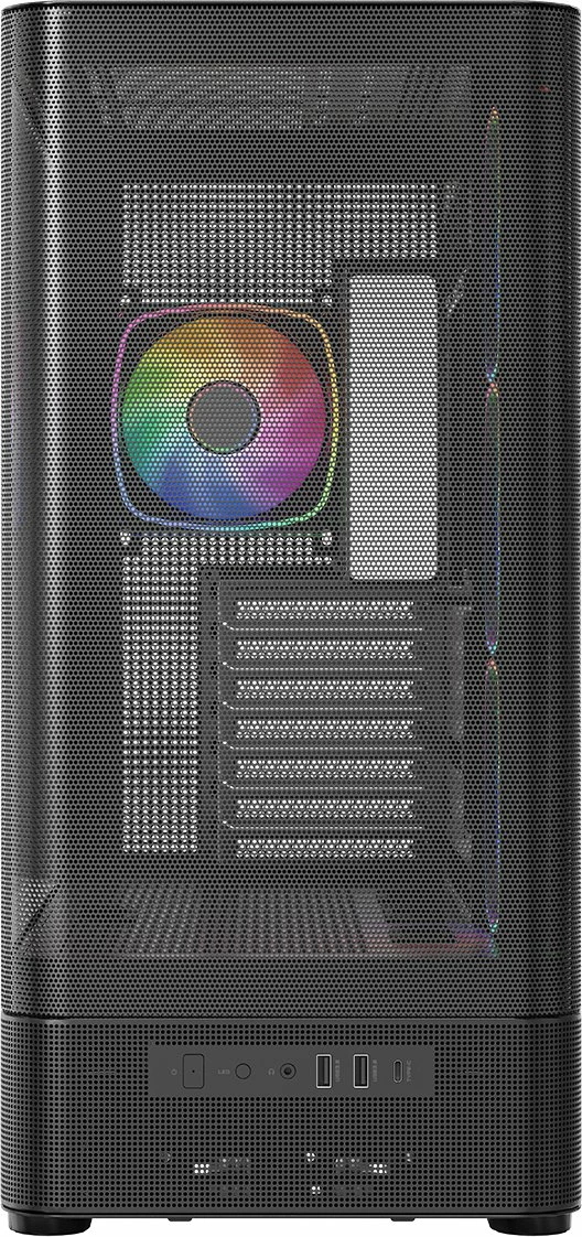 Kasë Modecom Volcano AQ400 ARGB (MC-A-AQ400-4FA-B) Midi Tower ATX/mATX/ITX, ekran LCD, 4x120mm ARGB, USB-C, e zezë