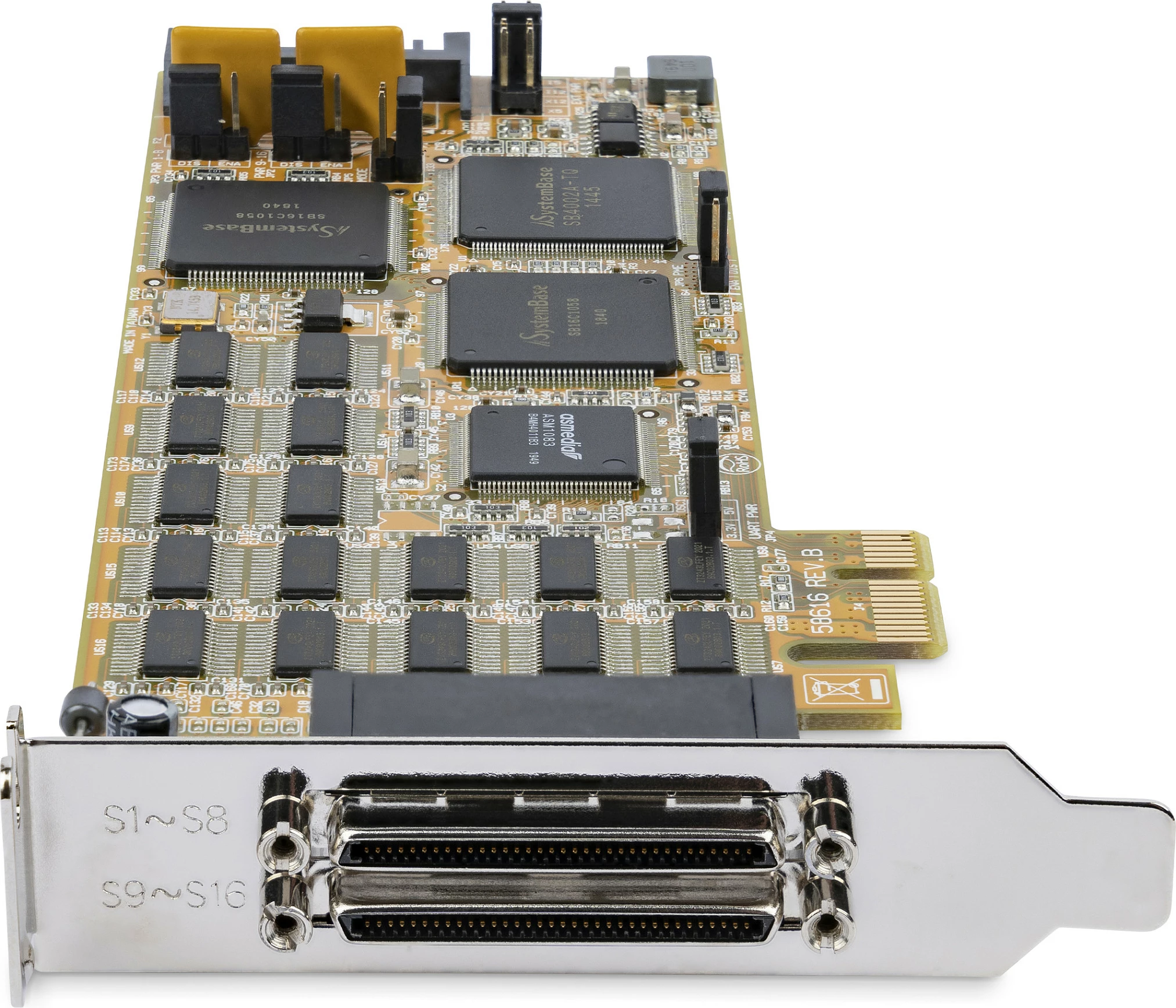 Kartelë seriale PCIe StarTech 16-Port RS232 low-profile, me kabllo DB9, e verdhë