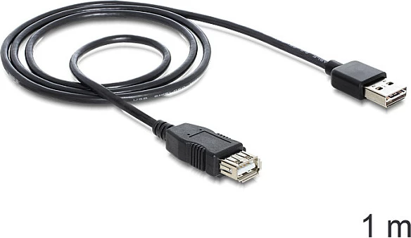 Kabllo zgjatëse USB DeLOCK EASY-USB 2.0-A, 1m, USB-A mashkull në USB-A femër, e zezë