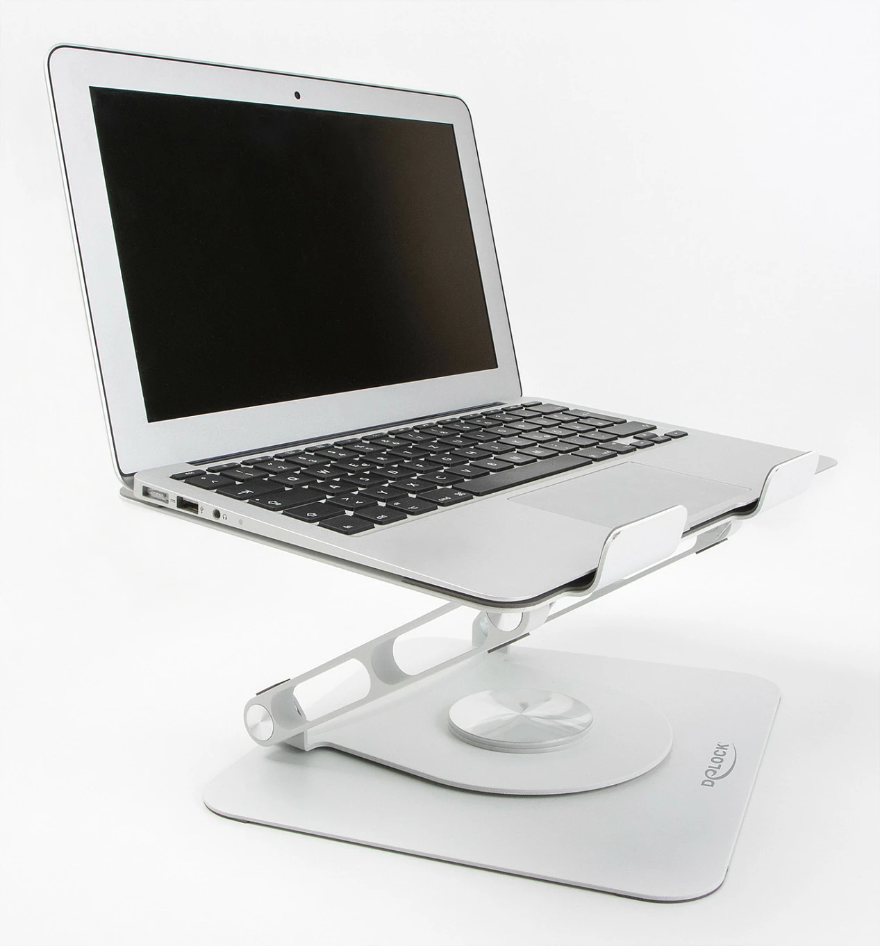 Mbajtëse për tablet dhe laptop DeLOCK, alumini, e rregullueshme, rrotullim 360°, gri e hapur