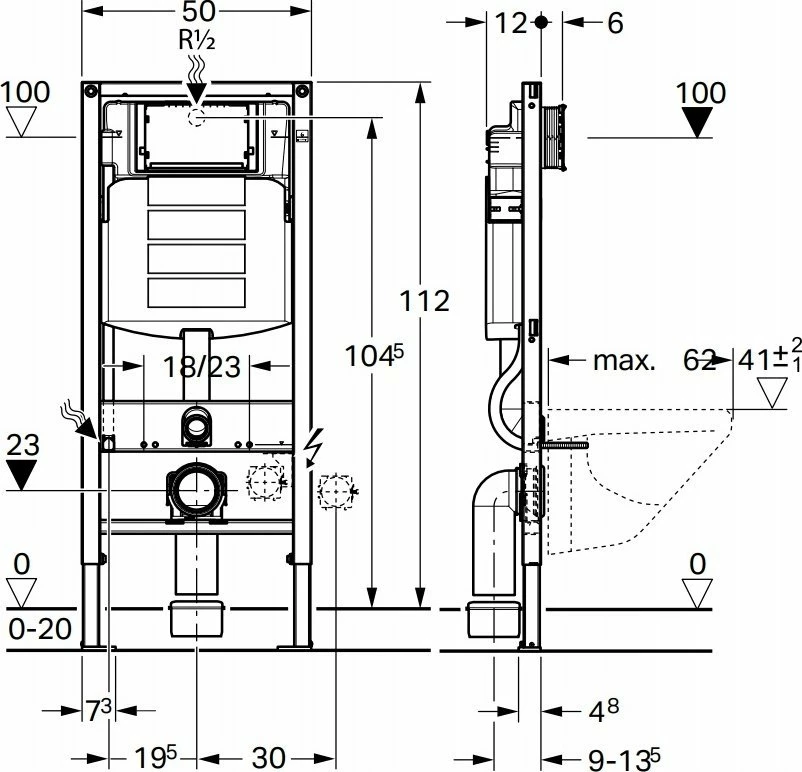Buton shkarkimi Geberit Sigma20 Start.CZ.Mat-CZ-CZ.Mat, 24.6x16.4 cm, plastikë, i zi mat