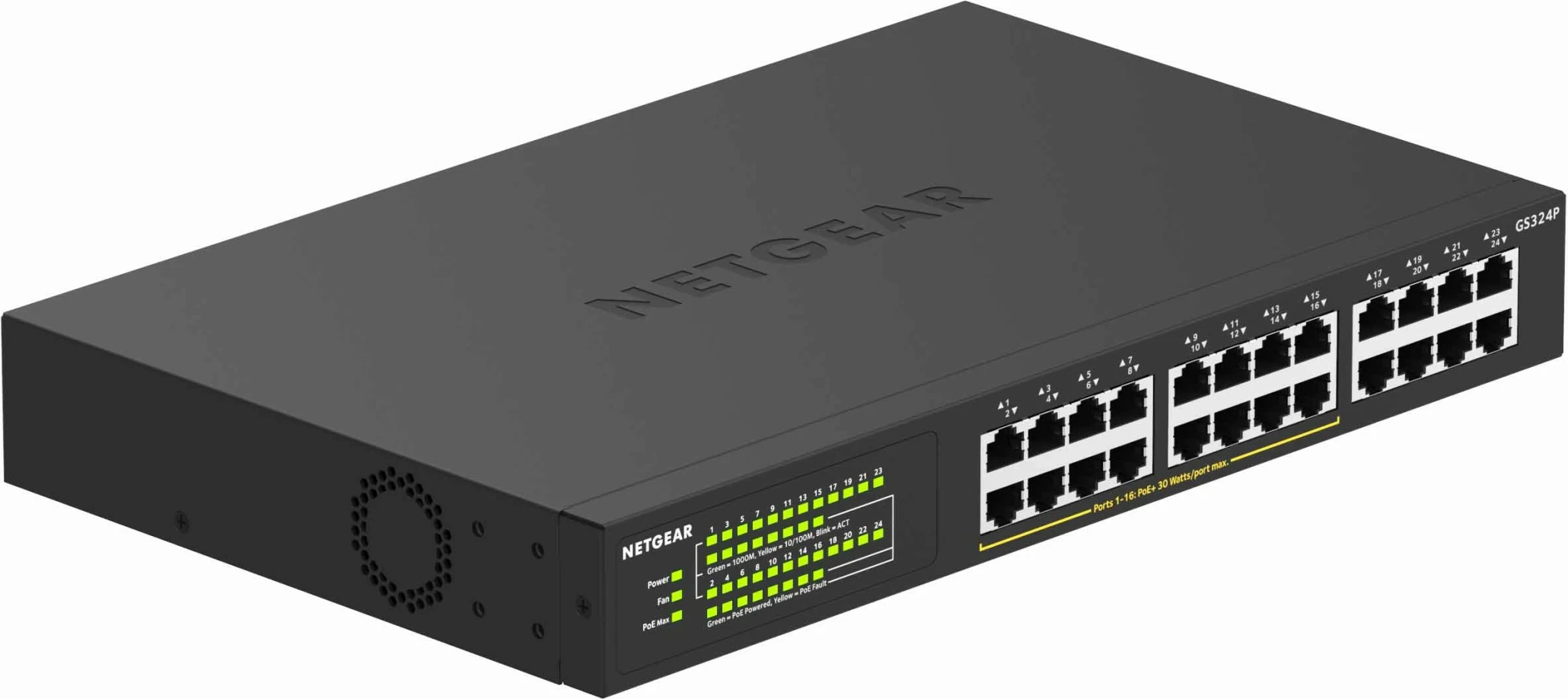 Switch NETGEAR GS324P, Gigabit Ethernet, PoE, 24 porte, 1U