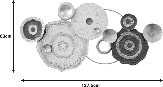 Dekor muri metalik, ngjyrë ari-bardhë-e zezë, 127.5x63x6cm