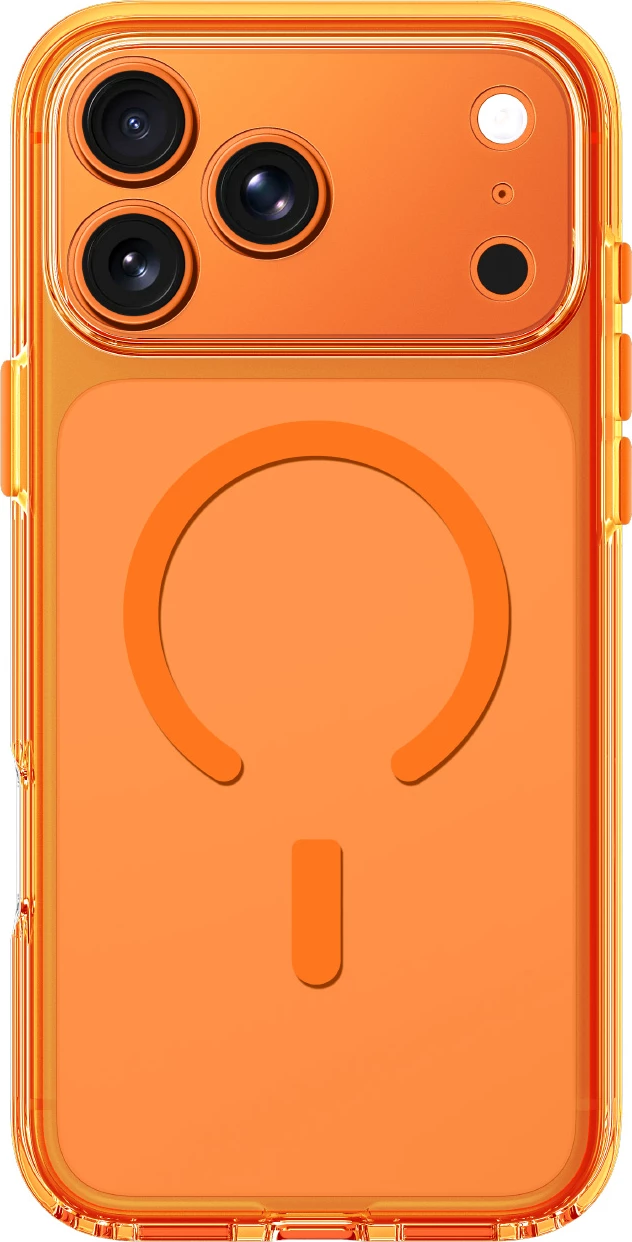 Mbështjellës AmazingThing Minimal Mag Lens për iPhone 17 Pro, MagSafe, mbrojtje lente, polikarbonat, port varëse, port butonash silikoni, port anti-ndërrverdhje, port minimalist, port i hollë, port port-hark, port kuti, port varës, port i lehtë, orange