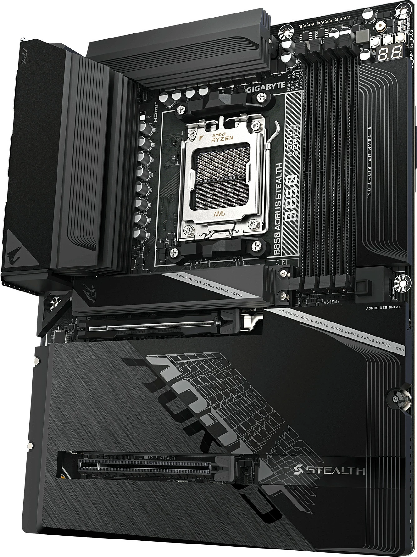 Pllakë amë Gigabyte B850 AORUS STEALTH, Socket AM5, DDR5 deri 8200MHz (OC), WiFi 7, 5GbE, 4x M.2