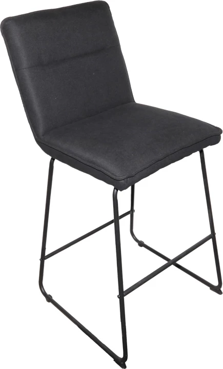 Karrige për bar Essential, set prej 4 copë, material tekstil i zi, këmbë metalike të zeza, 53x64.5x107cm