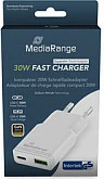 Karikues MediaRange 30W GaN, 2 porta (USB-A + USB-C), i bardhë