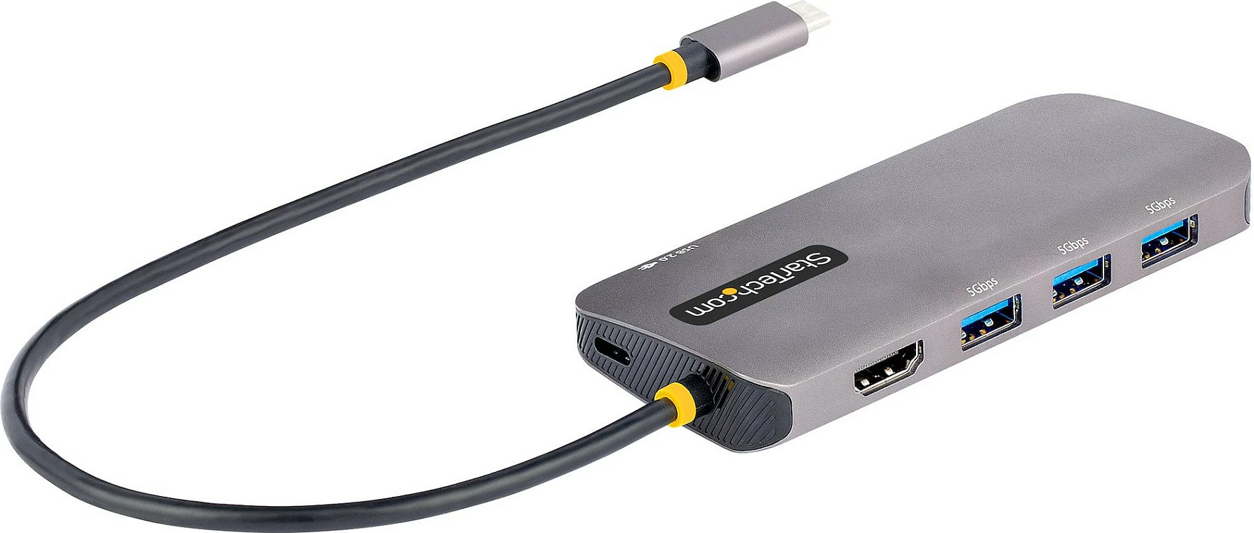 Adapter multiport USB-C StarTech 127B-USBC-MULTIPORT, HDMI 4K 60Hz, 3x USB-A 5Gbps, Gigabit Ethernet, PD 100W, kabllo 30cm, gri