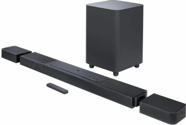 Soundbar JBL Bar 1300, 1170 W, Dolby Atmos/DTS:X, MultiBeam, 11.1.4, set me subwoofer pa tela + 2 altoparlantë rrethues të heqshëm, e zezë