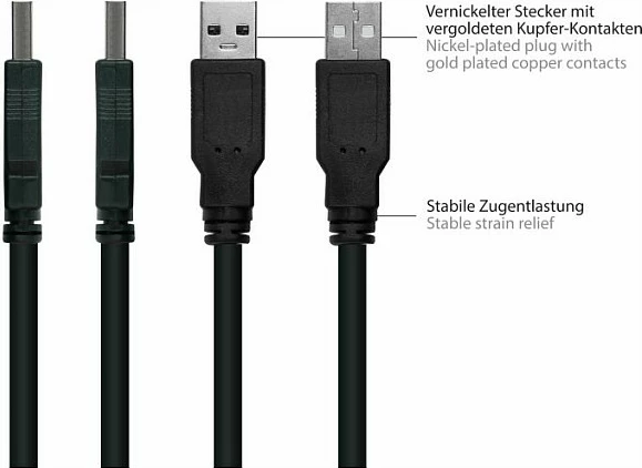 Kabllo zgjatëse USB 2.0 Kabelmeister, USB-A mashkull në USB-A femër (panel-mount), 0.3m, e zezë