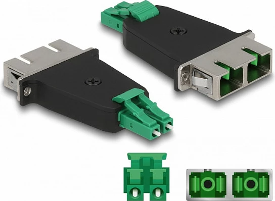 Adapter fibrë optike DeLOCK, LC Duplex në SC Duplex, hibrid, i gjelbër