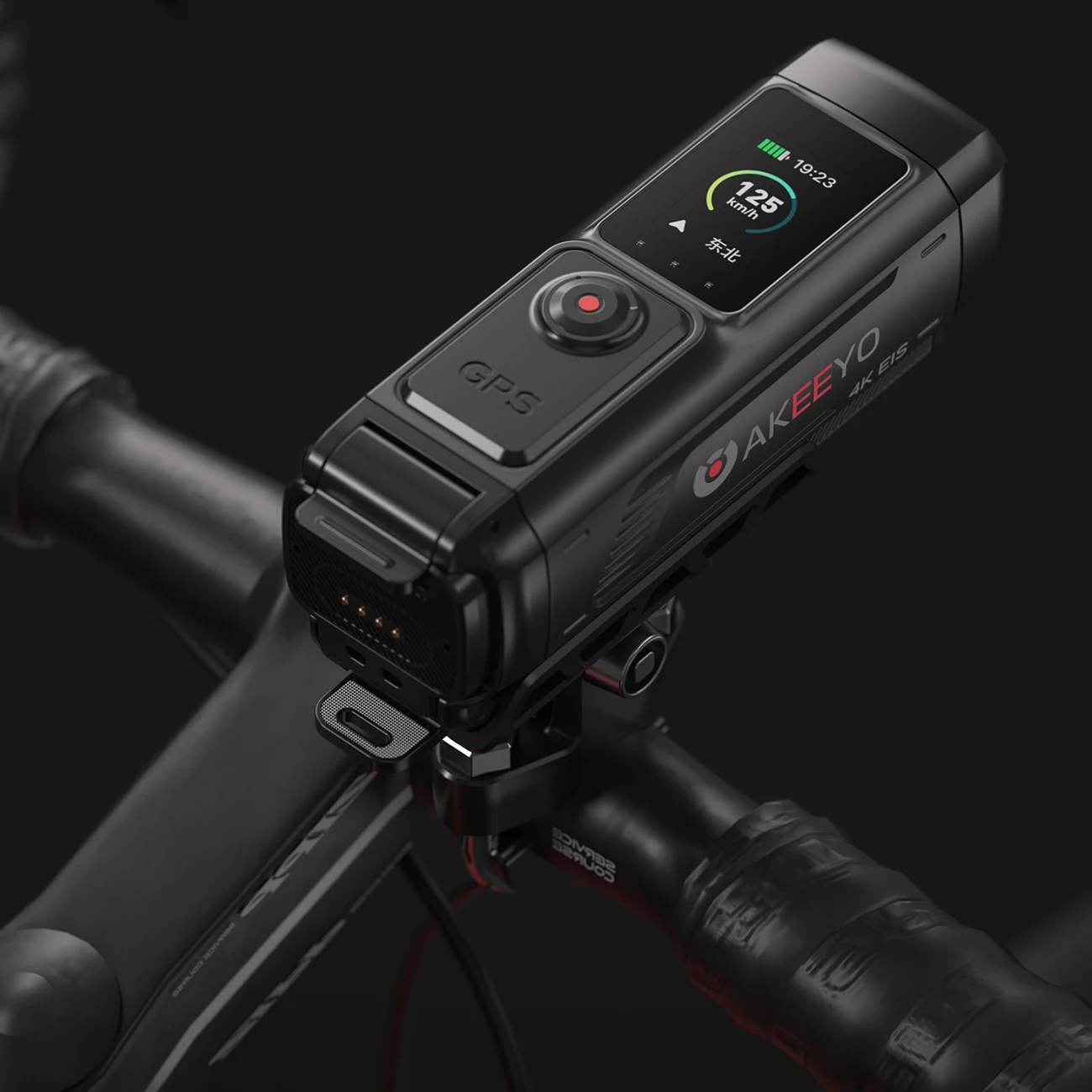 Kamerë sportive AKEEYO 730Pro 4K me montim në timon, GPS, EIS, Wi‑Fi, 3500 mAh, e zezë