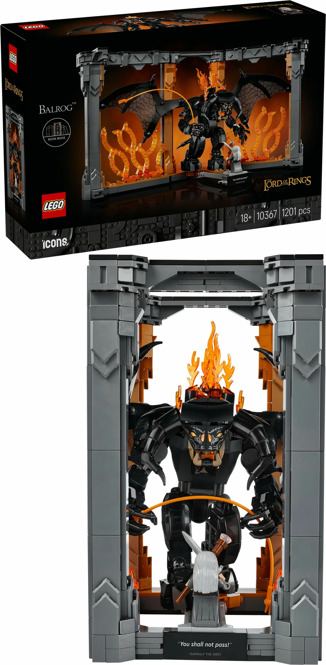 Set ndërtimi LEGO Icons 10367 Gandalf vs. Balrog, 1201 pjesë, multikolor