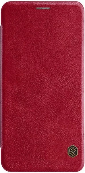 Mbështjellës flip NILLKIN QIN për iPhone 12 Pro Max, genuine leather, kuqe