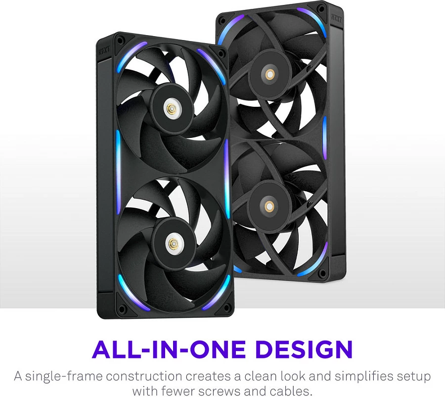 Ventilator për kasë NZXT F240X, 2x120mm, PWM, RGB, i zi