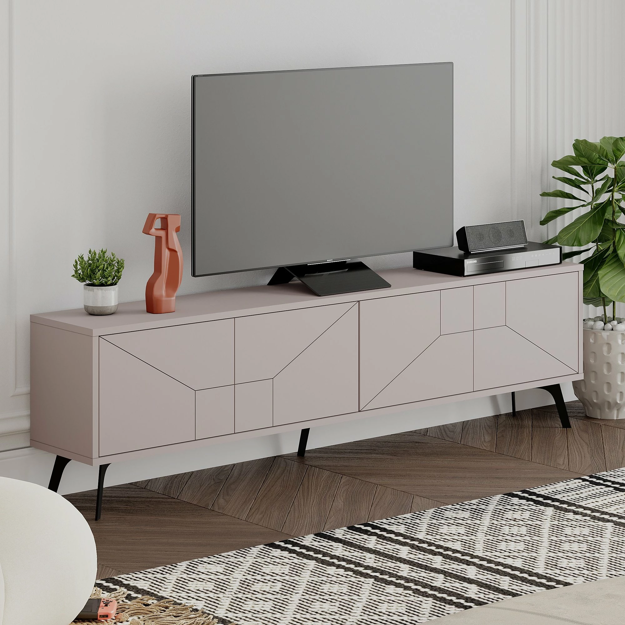Komodë TV Skye Decor, ngjyrë mocha e çelët