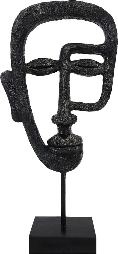 Dekor totem abstrakt, ngjyrë e zezë, 16x7x34cm