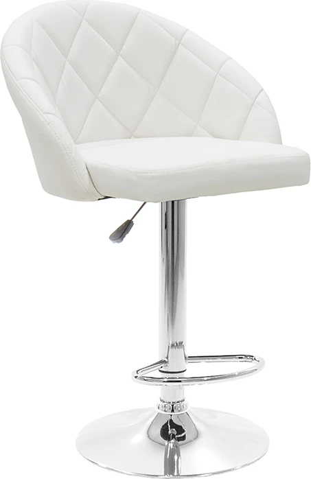 Karrige për bar Balina, lartësi e rregullueshme, lëkurë sintetike e bardhë, metal kromi, 52x53x109cm, set prej 2 copësh