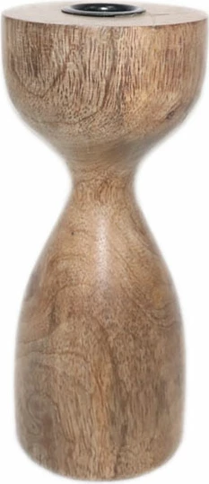 Mbajtëse qiriri prej druri, natyrale, CINTURA, 8x8x18cm